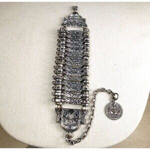 Vintage Ottoman Turkish Melmed V10 Para Metal Coin Lobster Clasp 7-10" Bracelet